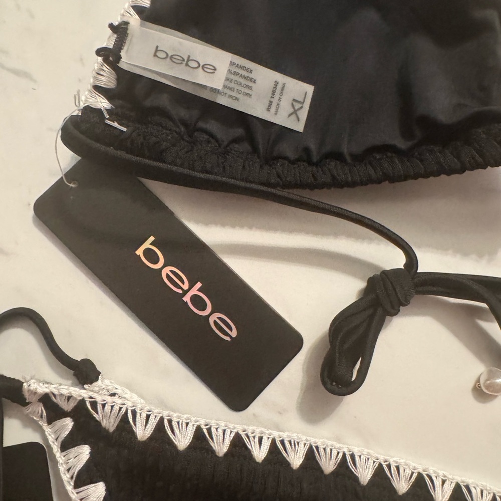 bebe Black and White Crochet Bikini Set - Picture 3 of 9